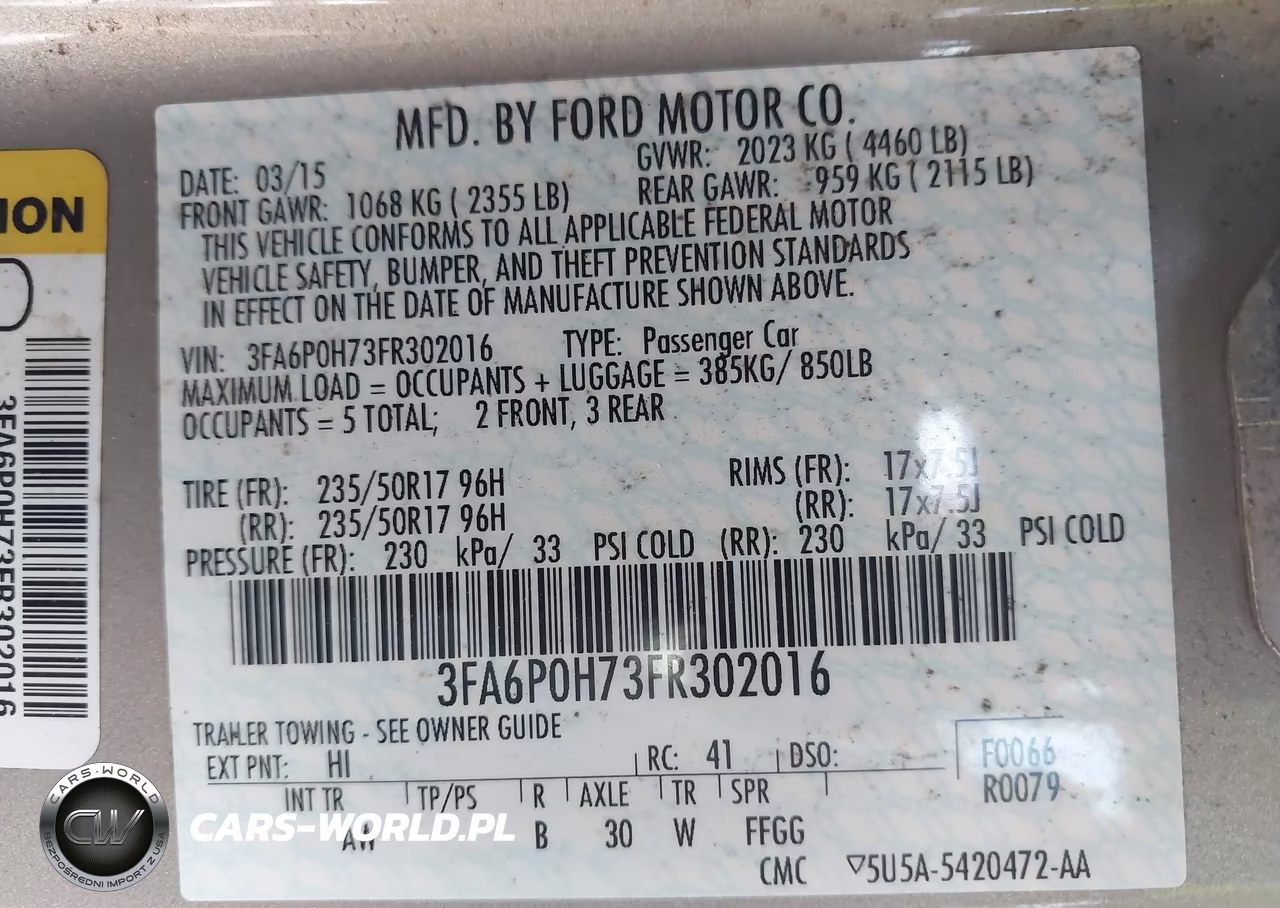 2015 Ford Fusion Se VIN:3FA6P0H73FR302016 - 9