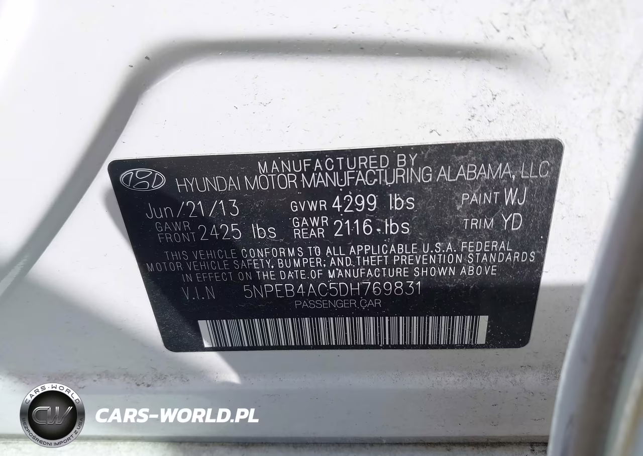 2013 Hyundai Sonata Gls VIN:5NPEB4AC5DH769831 - 9