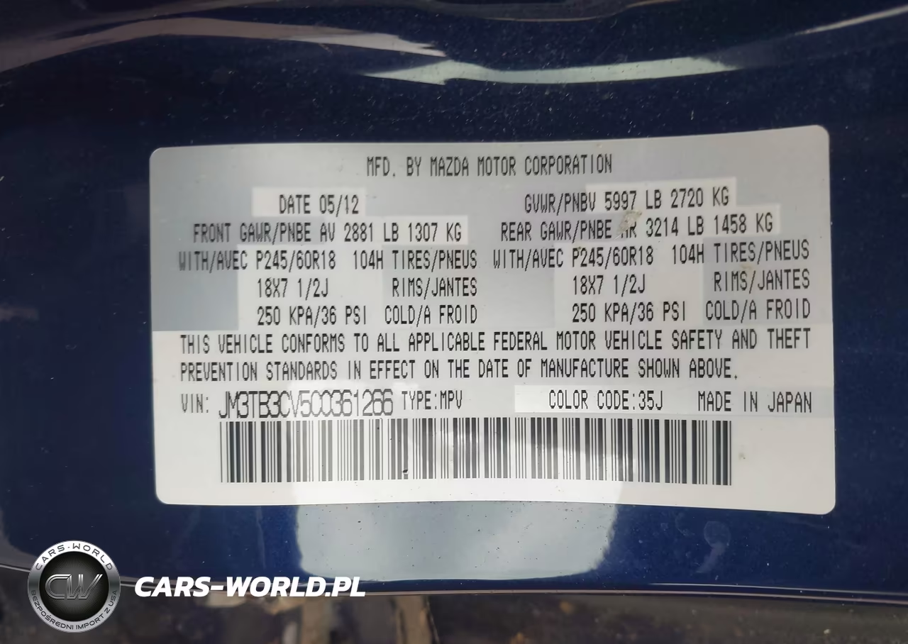 2012 Mazda Cx-9 Touring VIN:JM3TB3CV5C0361266 - 9