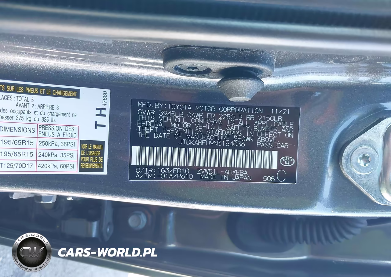 2022 Toyota Prius Le VIN:JTDKAMFU9N3164036 - 9