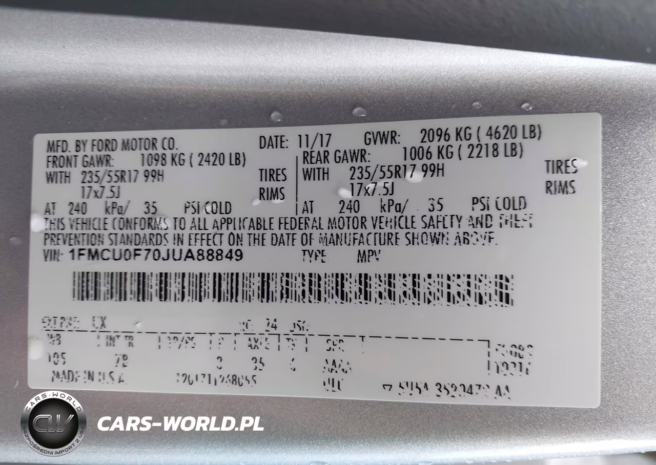 2018 Ford Escape S VIN:1FMCU0F70JUA88849 - 9