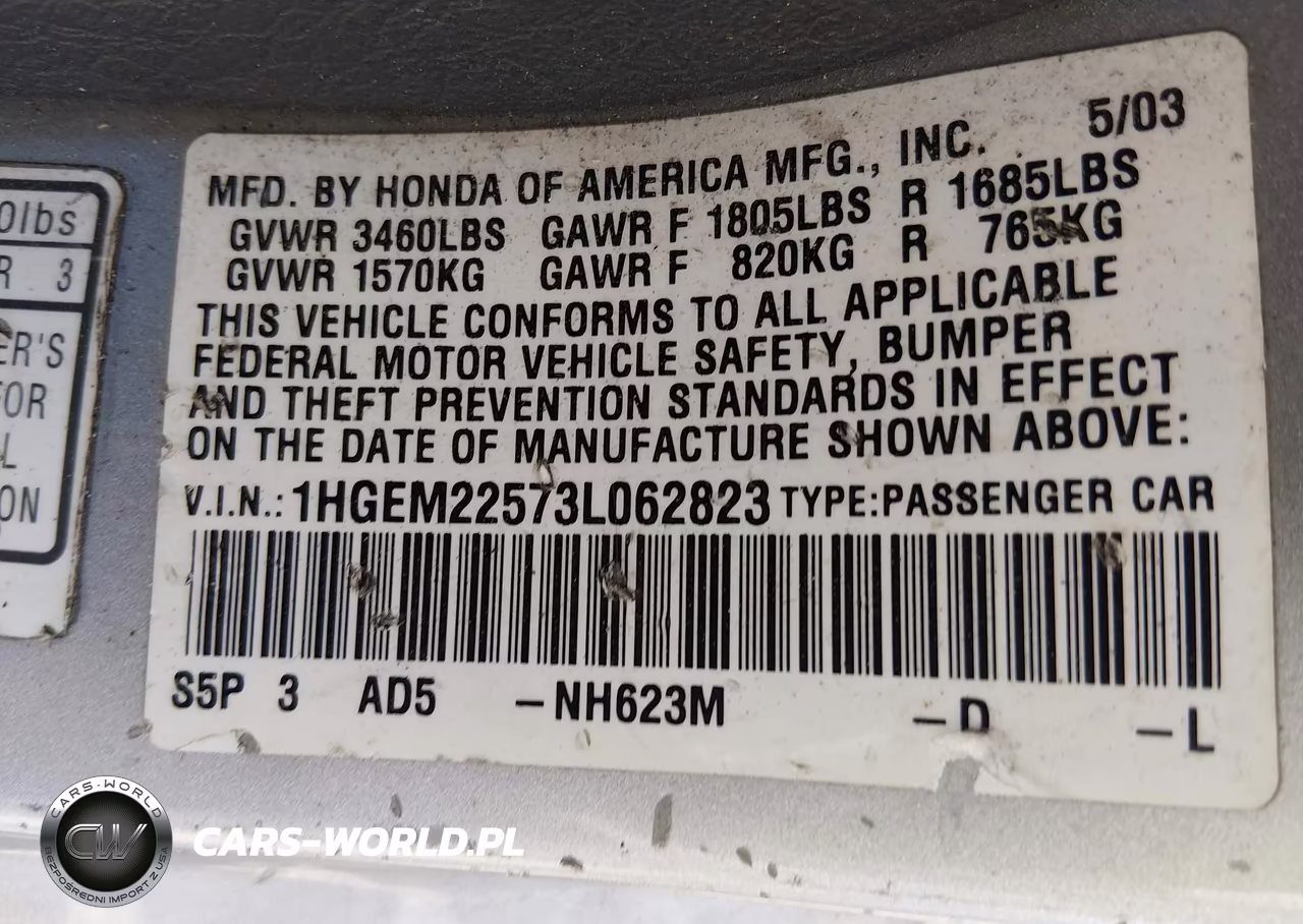 2003 Honda Civic Lx VIN:1HGEM22573L062823 - 9