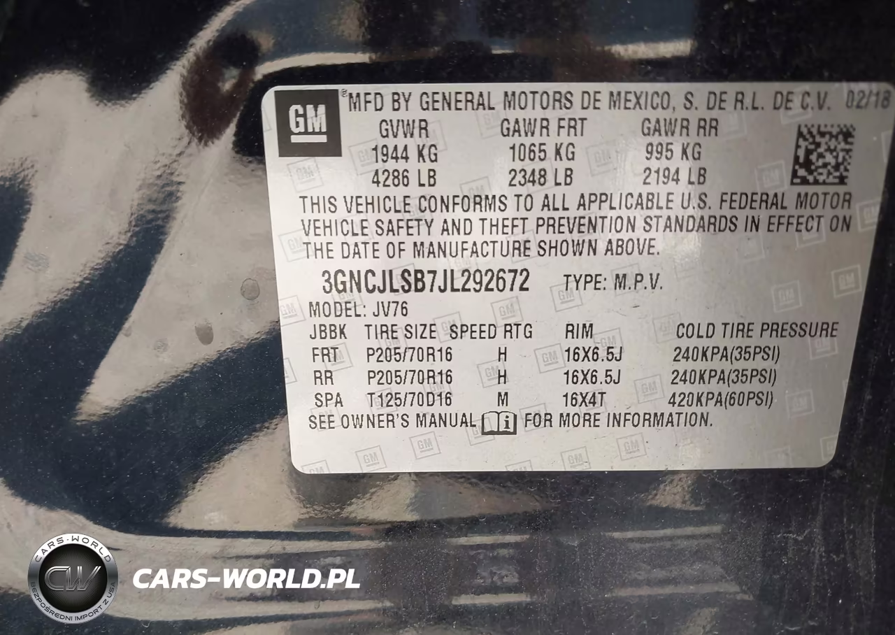 2018 Chevrolet Trax Lt VIN:3GNCJLSB7JL292672 - 9
