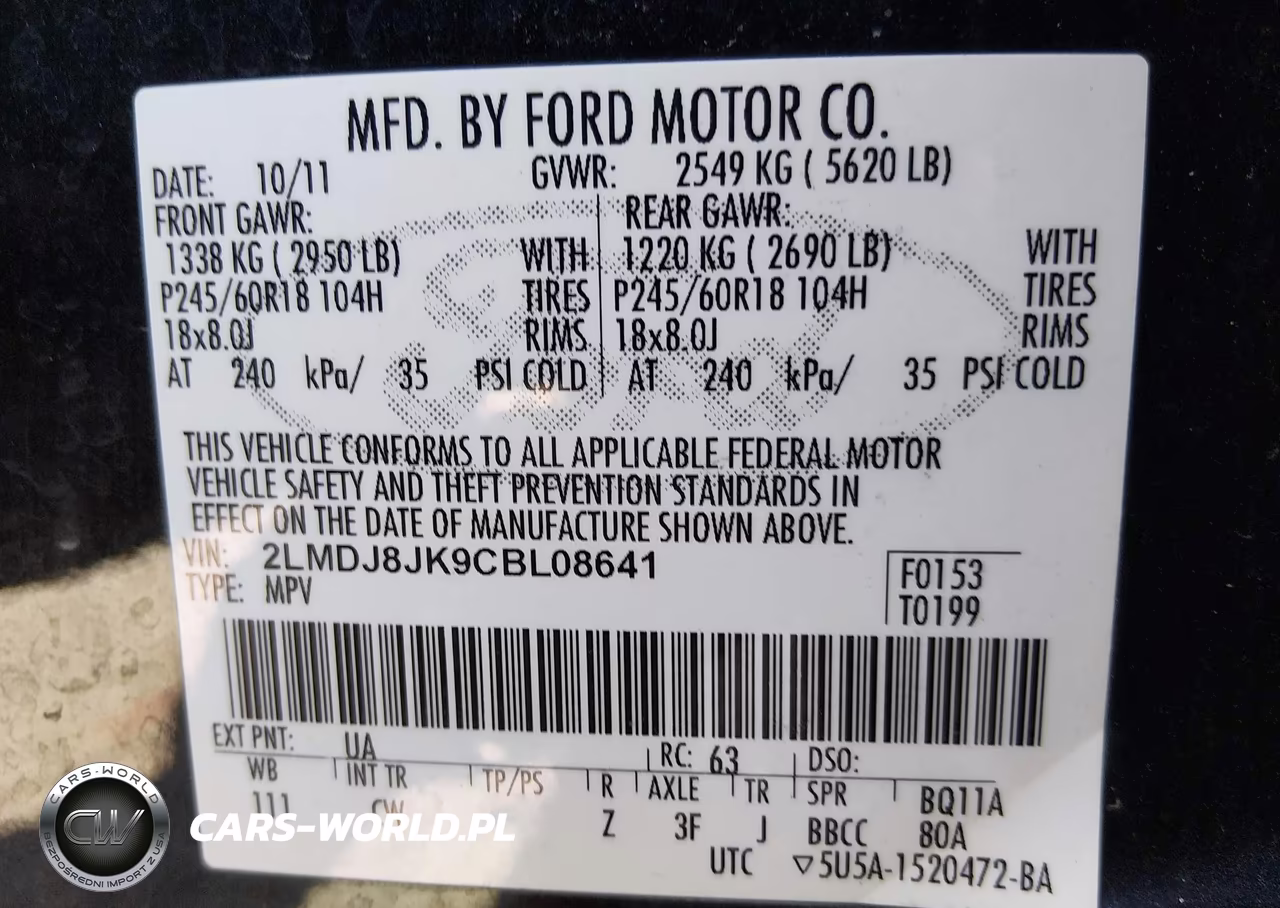 2012 Lincoln Mkx VIN:2LMDJ8JK9CBL08641 - 9