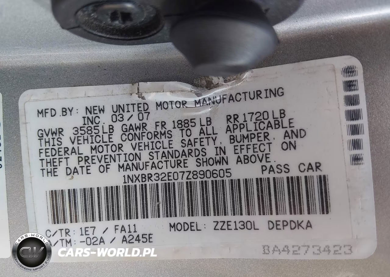 2007 Toyota Corolla Ce VIN:1NXBR32E07Z890605 - 9