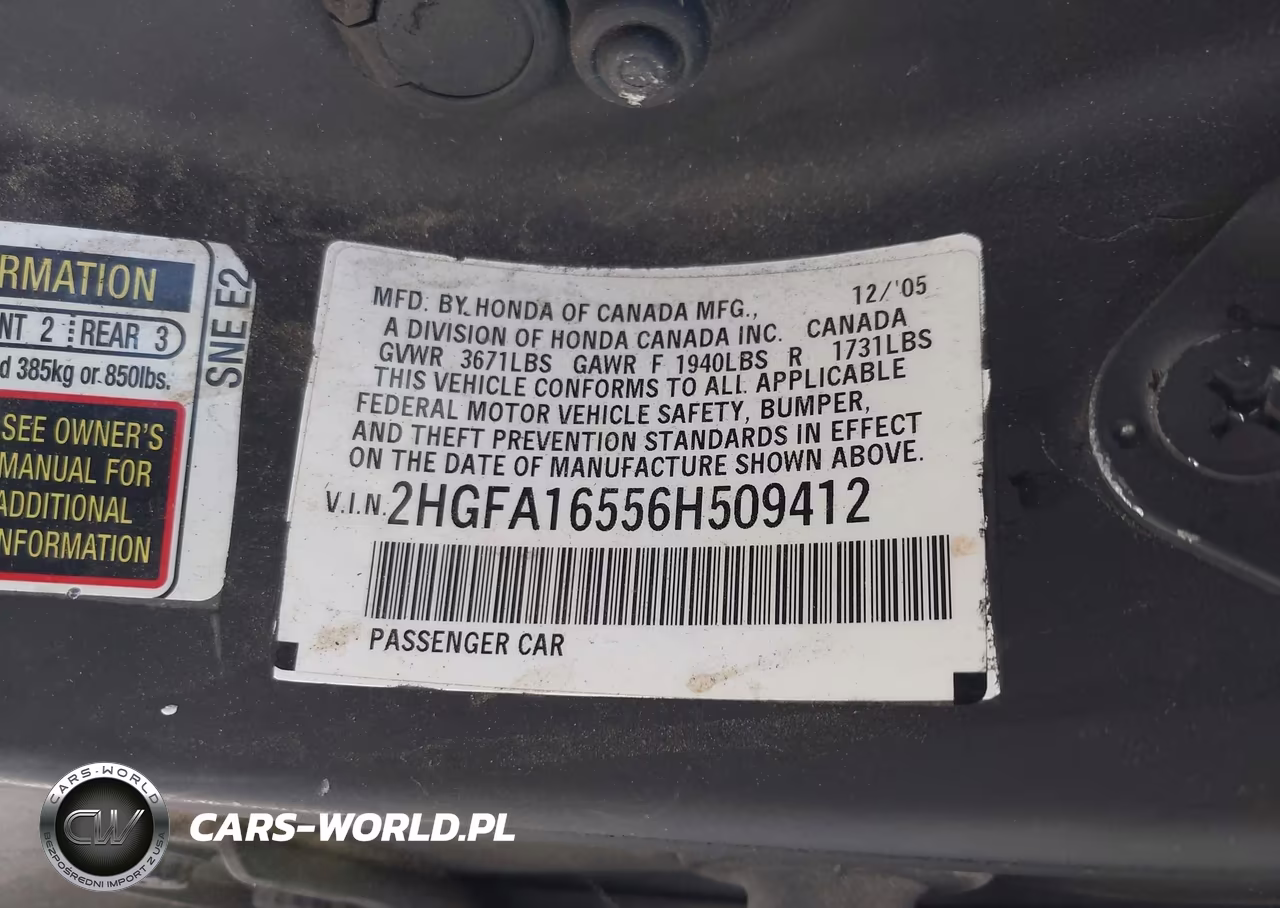 2006 Honda Civic Lx VIN:2HGFA16556H509412 - 9
