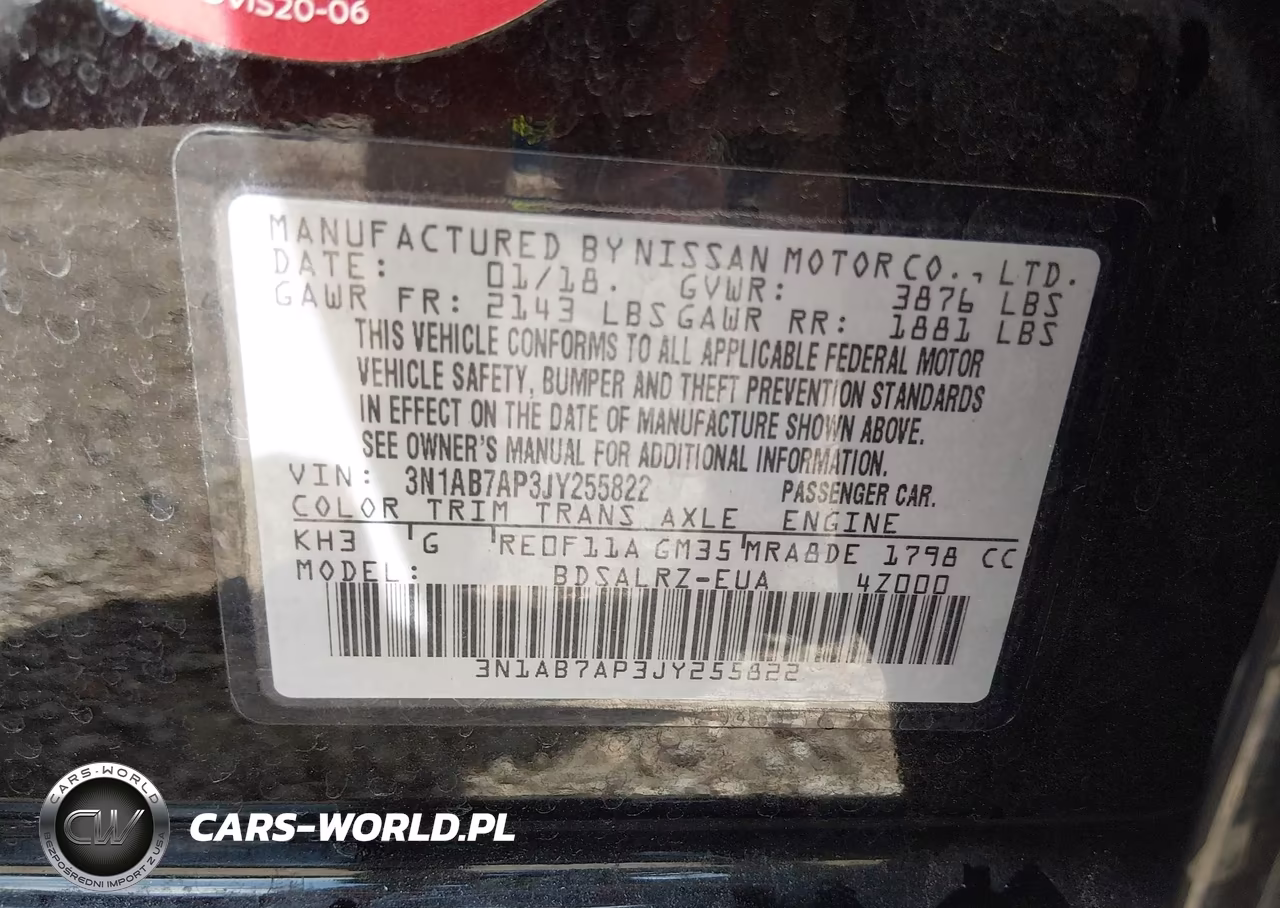 2018 Nissan Sentra Sr VIN:3N1AB7AP3JY255822 - 9