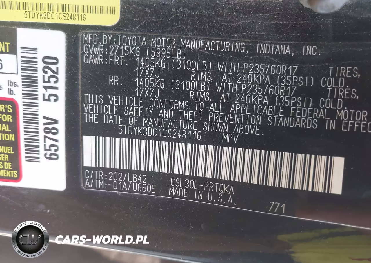 2012 Toyota Sienna Xle V6 8 Passenger VIN:5TDYK3DC1CS248116 - 9