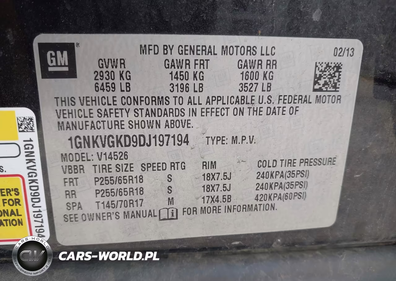 2013 Chevrolet Traverse Lt VIN:1GNKVGKD9DJ197194 - 9
