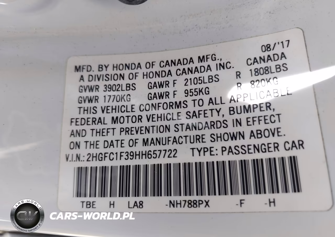 2017 Honda Civic Ex-T VIN:2HGFC1F39HH657722 - 9