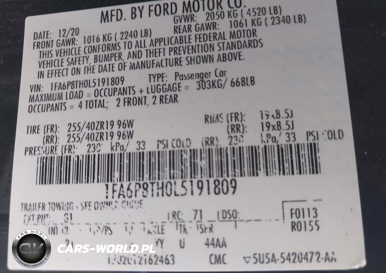 2020 Ford Mustang Ecoboost Fastback VIN:1FA6P8TH0L5191809 - 9