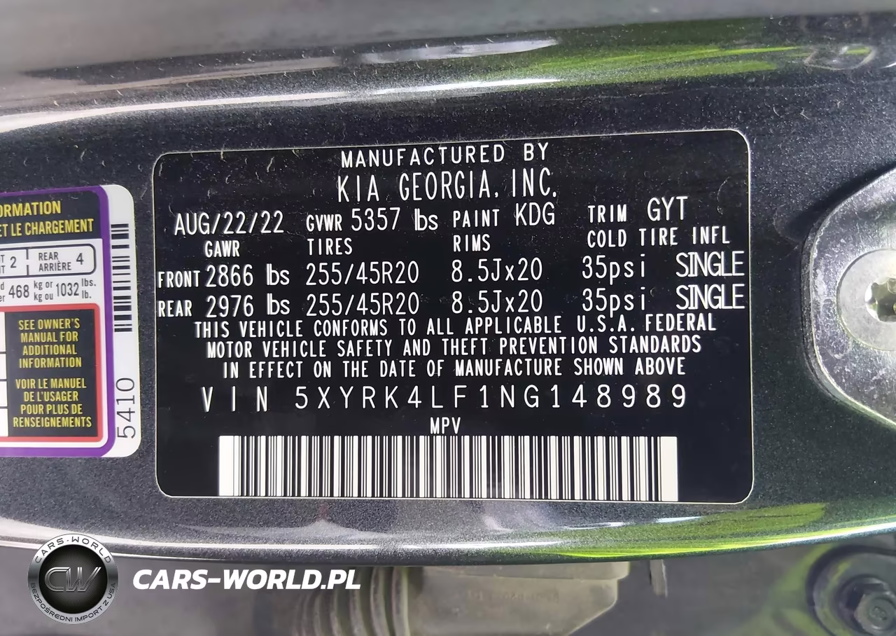 2022 Kia Sorento Sx VIN:5XYRK4LF1NG148989 - 9
