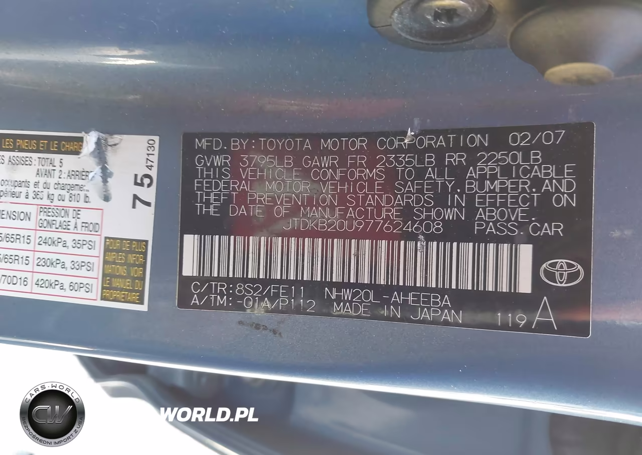 2007 Toyota Prius VIN:JTDKB20U977624608 - 9