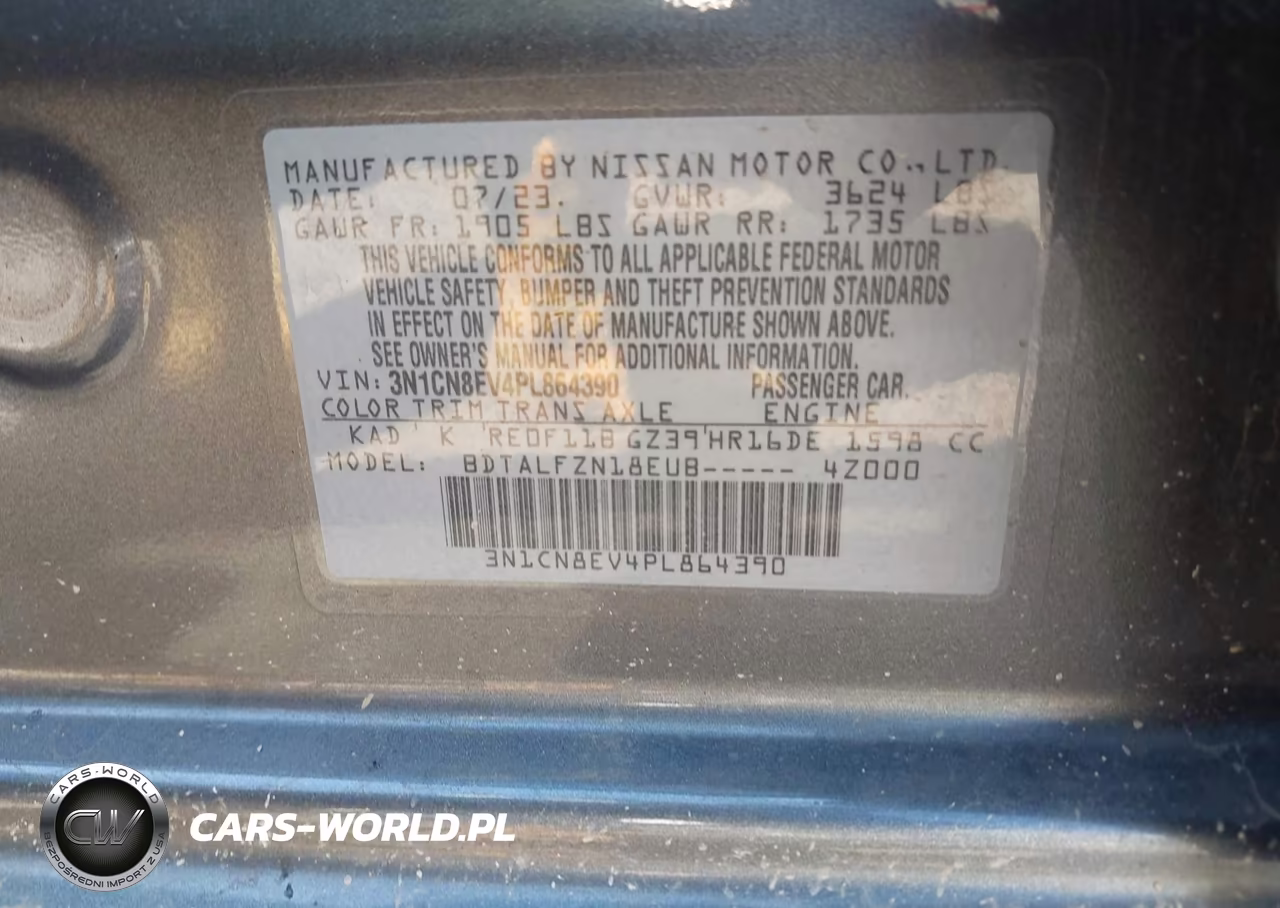 2023 Nissan Versa 1.6 Sv Xtronic Cvt VIN:3N1CN8EV4PL864390 - 9