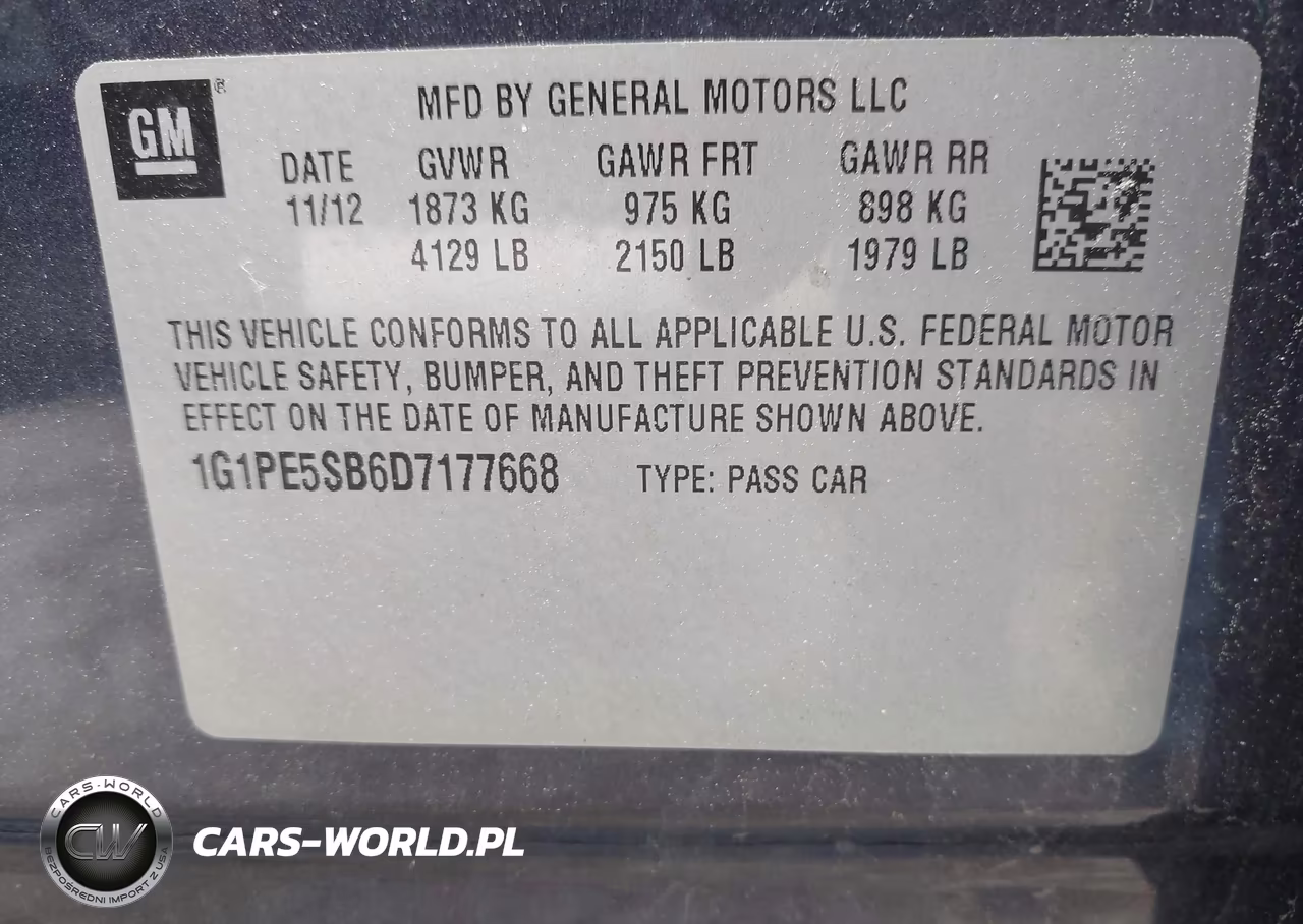 2013 Chevrolet Cruze 2Lt Auto VIN:1G1PE5SB6D7177668 - 9
