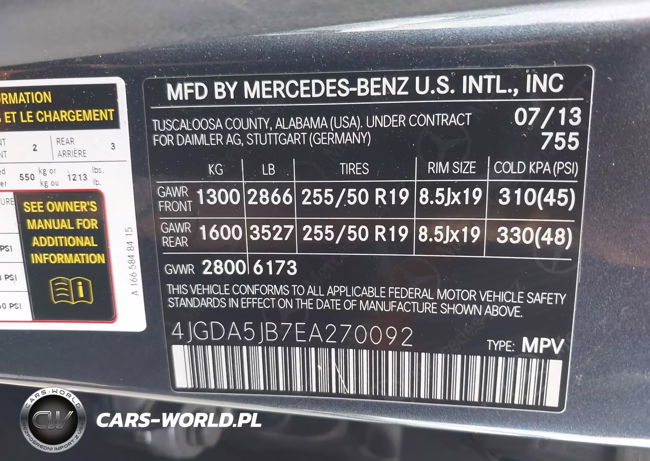 2014 Mercedes-Benz Ml 350 VIN:4JGDA5JB7EA270092 - 9