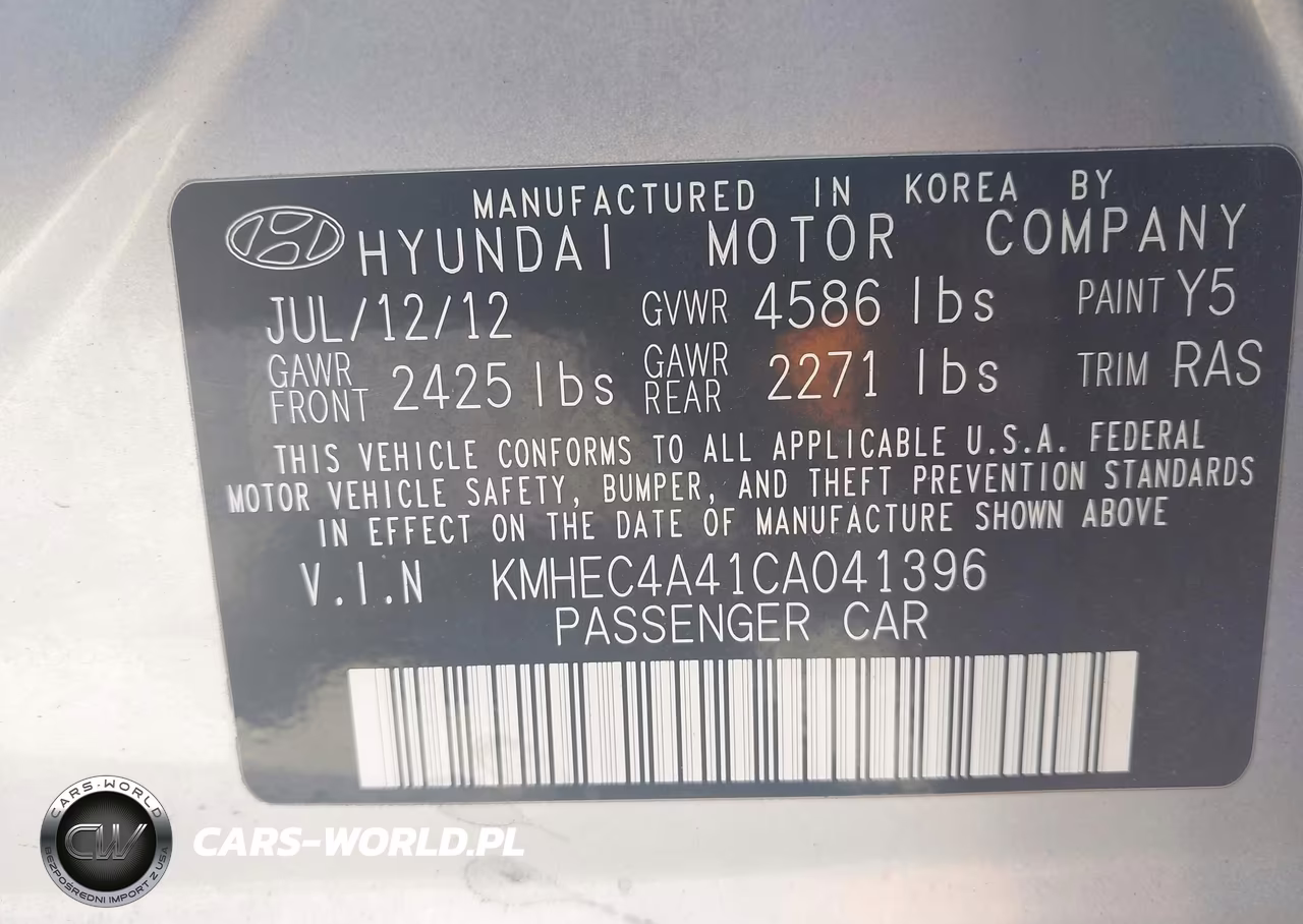 2012 Hyundai Sonata Hybrid VIN:KMHEC4A41CA041396 - 9