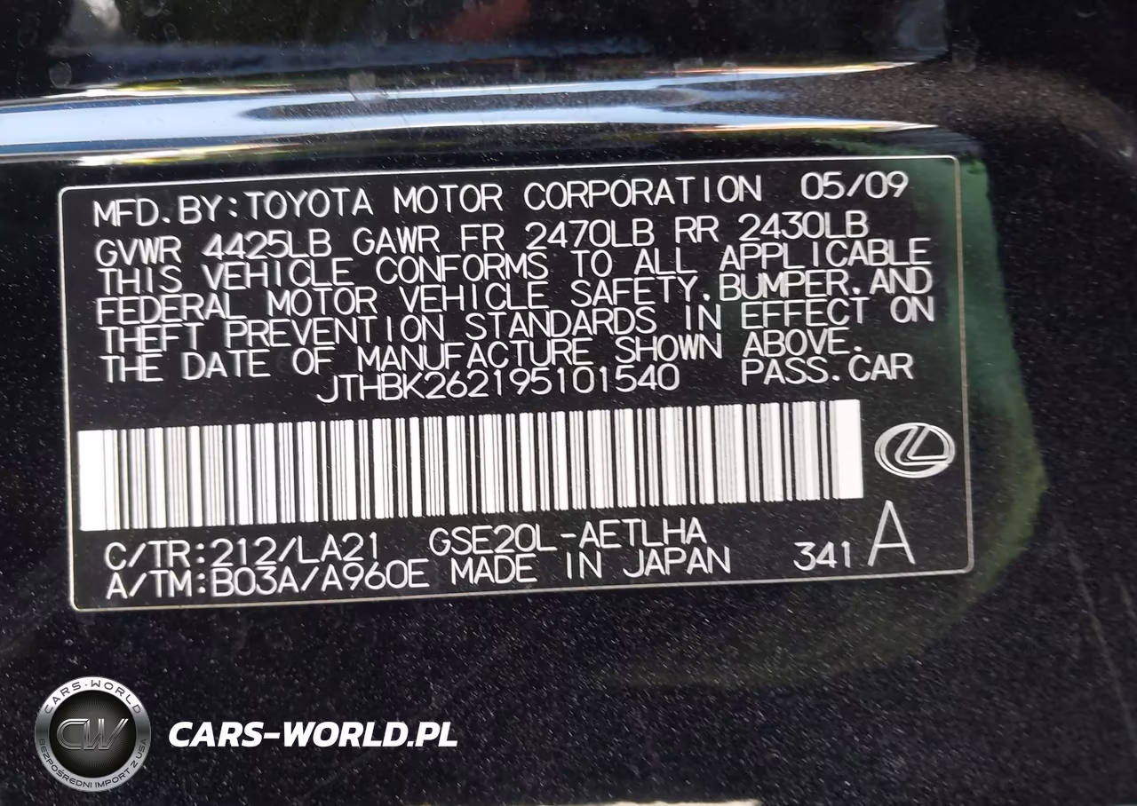 2009 Lexus Is 250 VIN:JTHBK262195101540 - 9