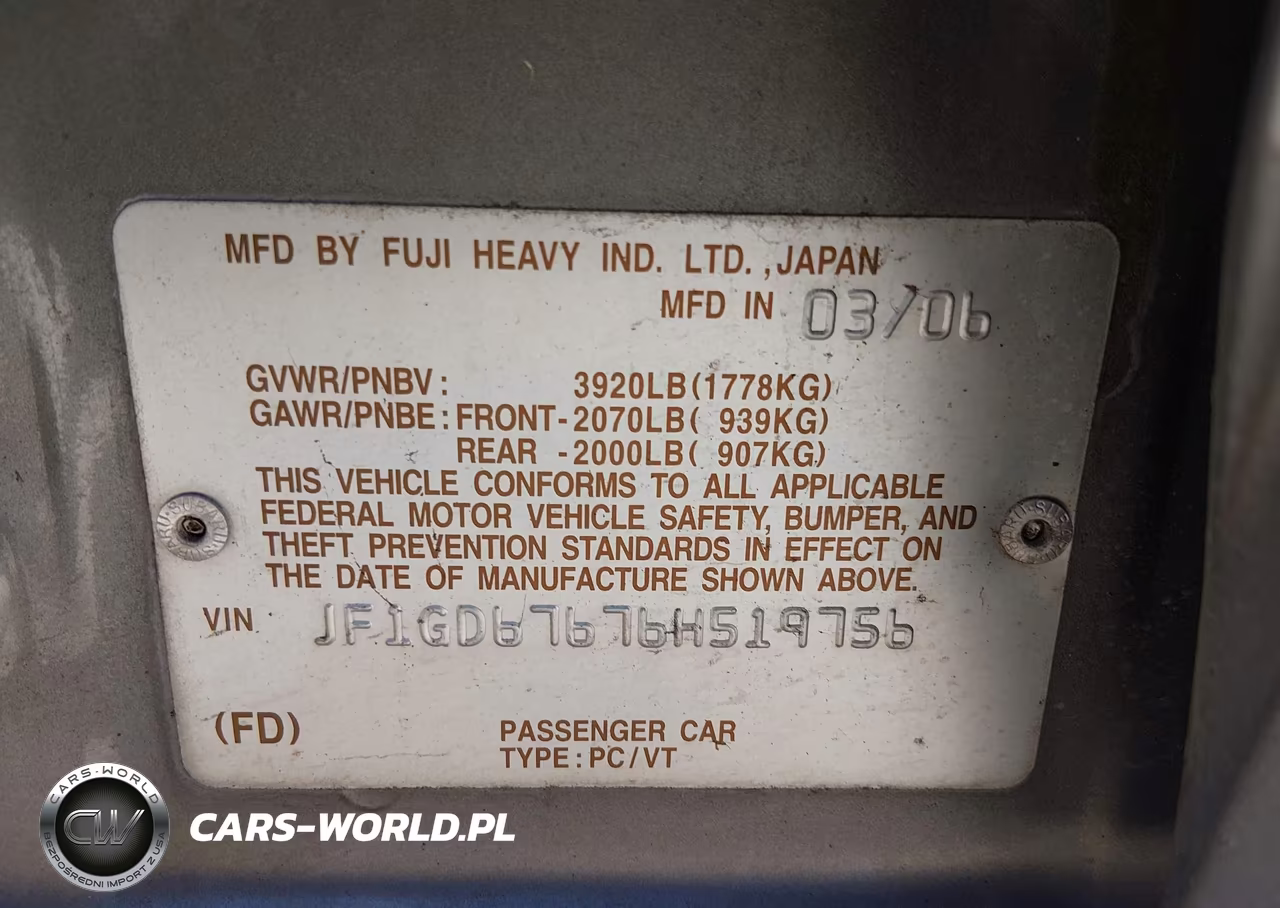 2006 Subaru Impreza 2.5I VIN:JF1GD67676H519756 - 9