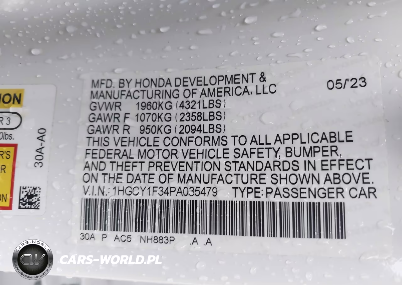 2023 Honda Accord Ex VIN:1HGCY1F34PA035479 - 9