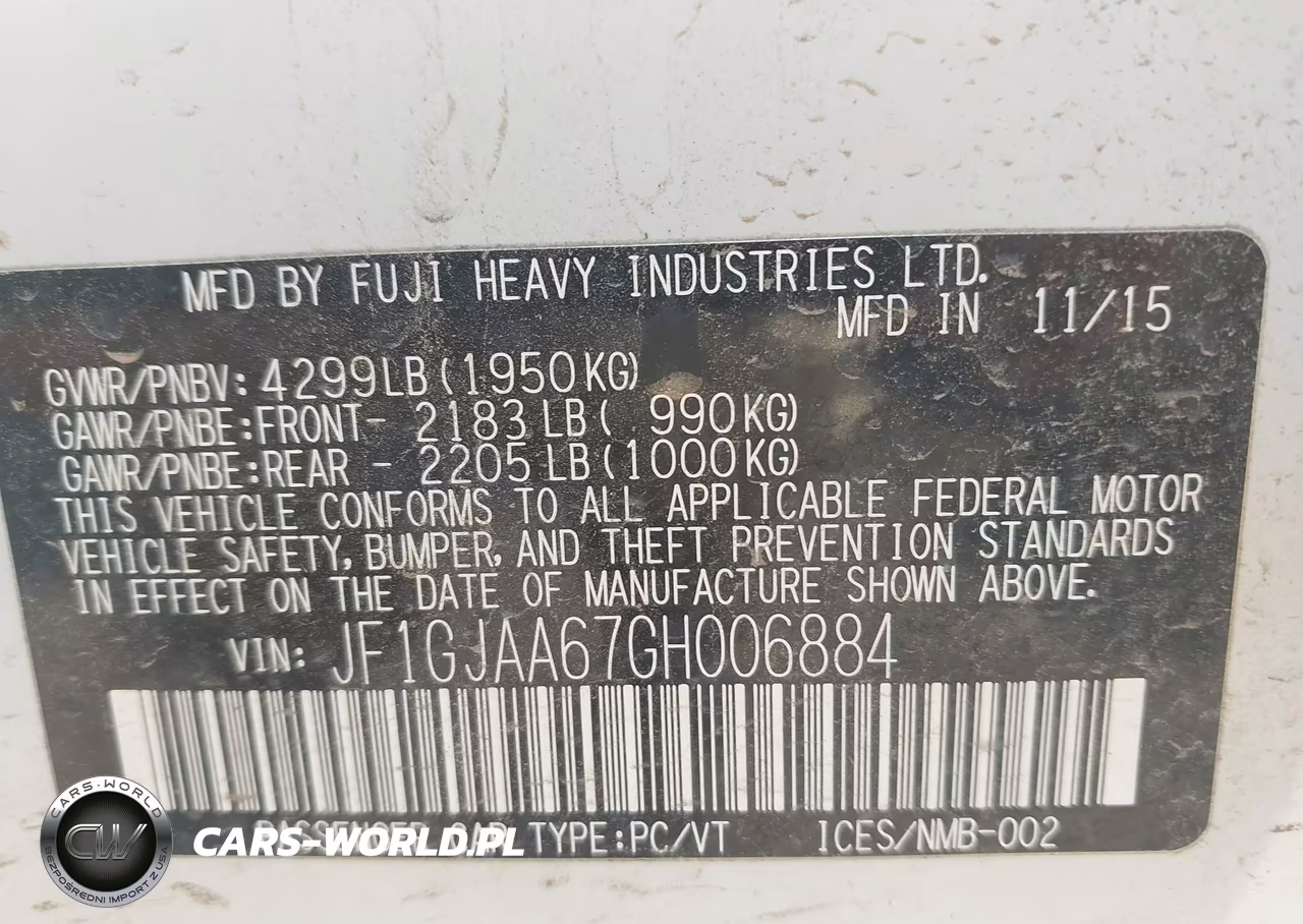 2016 Subaru Impreza 2.0I VIN:JF1GJAA67GH006884 - 9