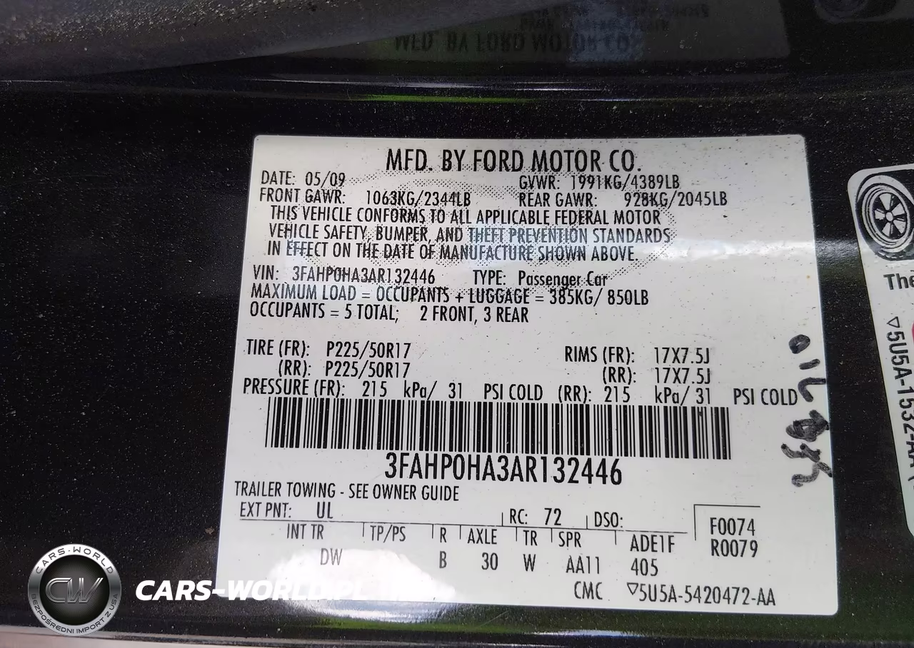 2010 Ford Fusion Se VIN:3FAHP0HA3AR132446 - 9