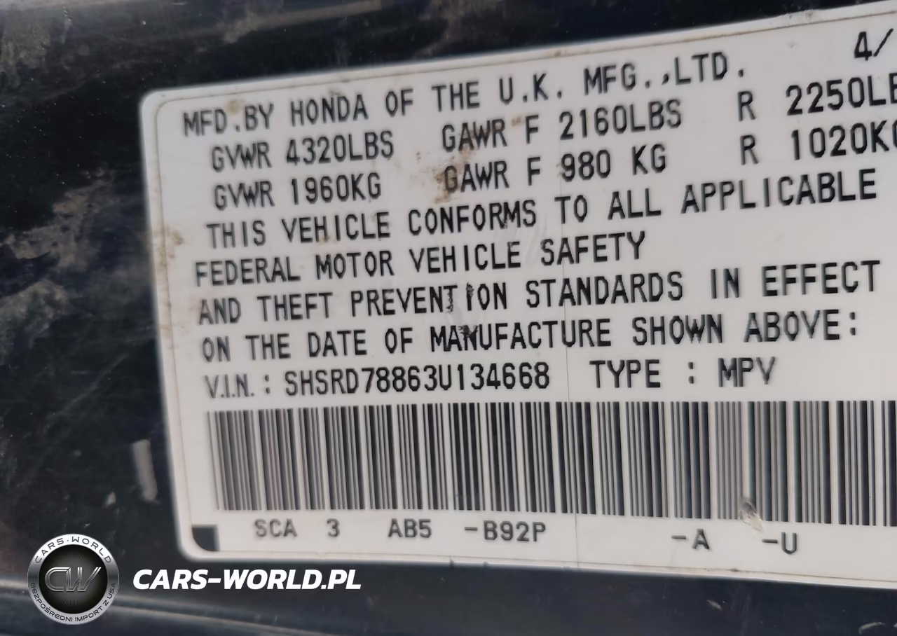 2003 Honda Cr-V Ex VIN:SHSRD78863U134668 - 9