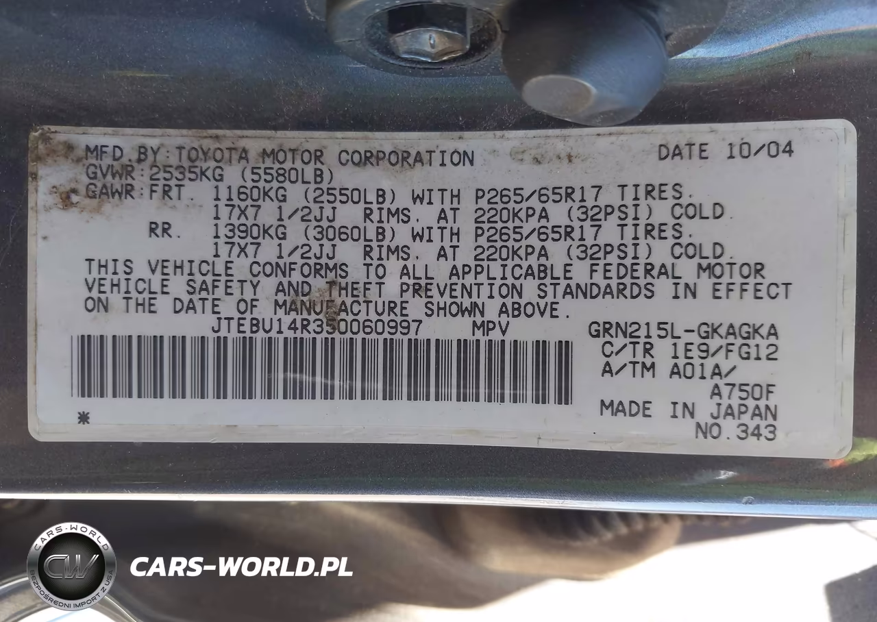 2005 Toyota 4Runner Sr5 V6 VIN:JTEBU14R350060997 - 9