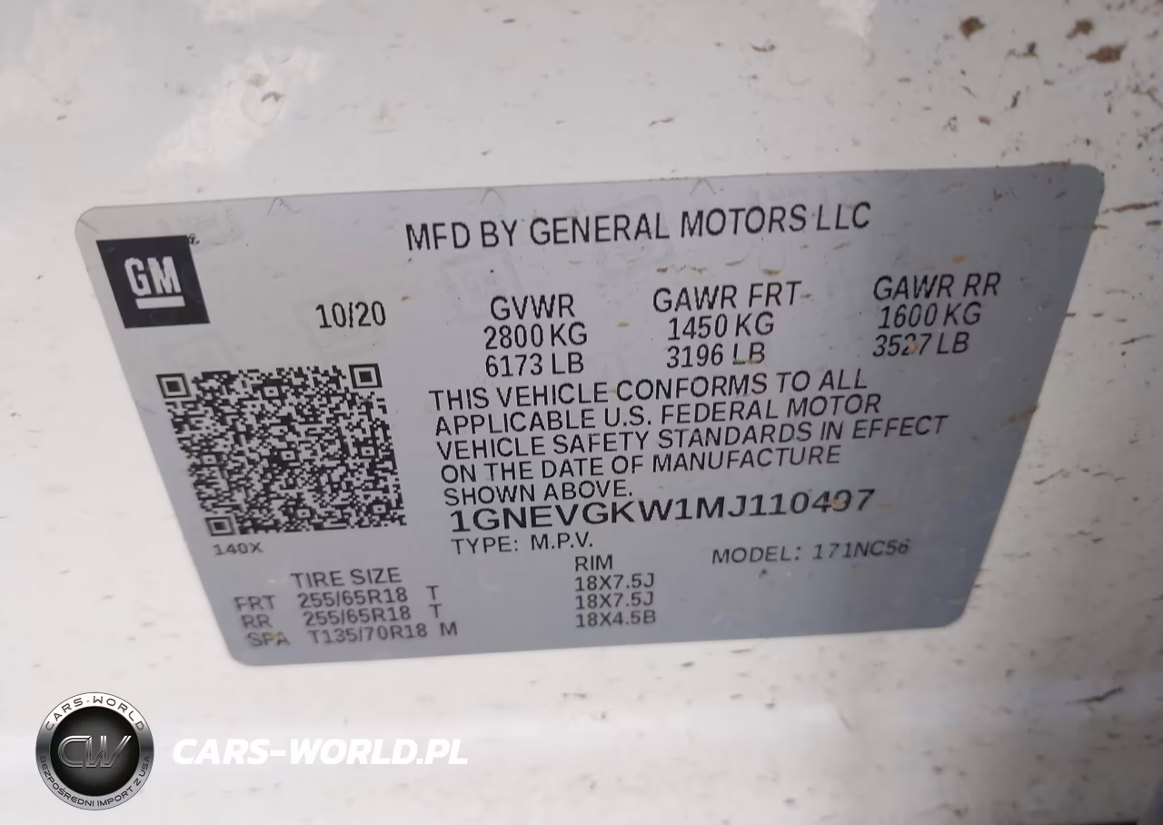2021 Chevrolet Traverse Awd Lt Cloth VIN:1GNEVGKW1MJ110497 - 9