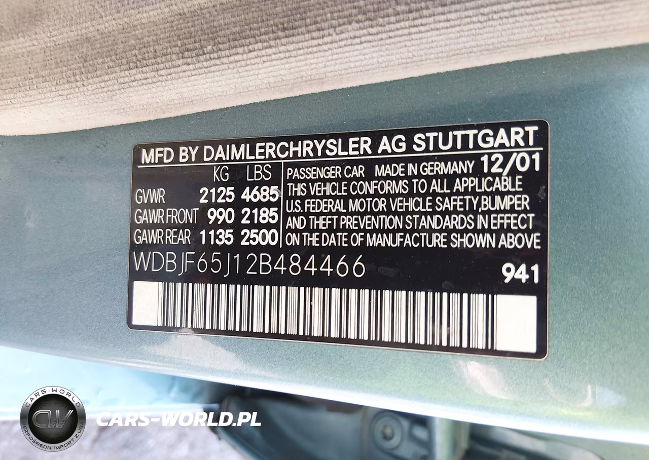 2002 MERCEDES-BENZ E 320 VIN:WDBJF65J12B484466 - 9