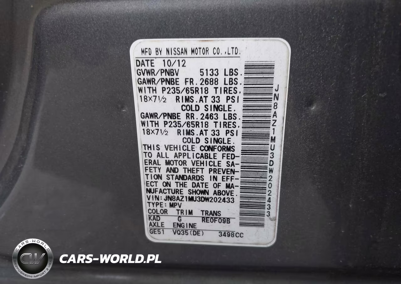 2013 Nissan Murano Sl VIN:JN8AZ1MU3DW202433 - 9
