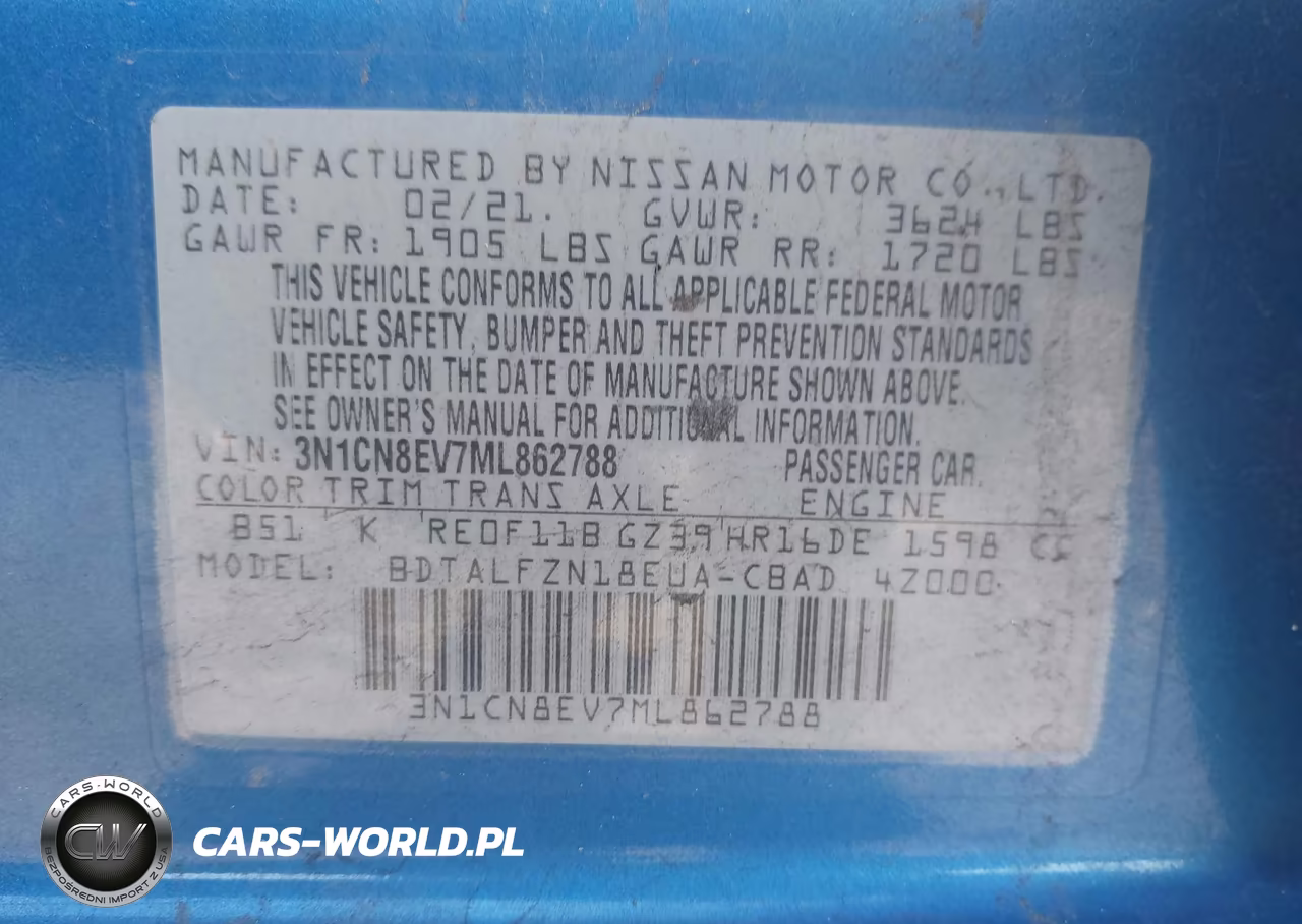 2021 Nissan Versa Sv Xtronic Cvt VIN:3N1CN8EV7ML862788 - 9