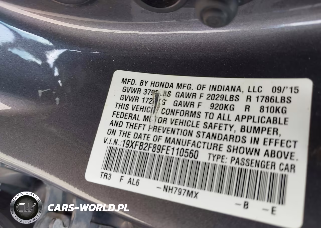 2015 Honda Civic Ex VIN:19XFB2F89FE110560 - 9