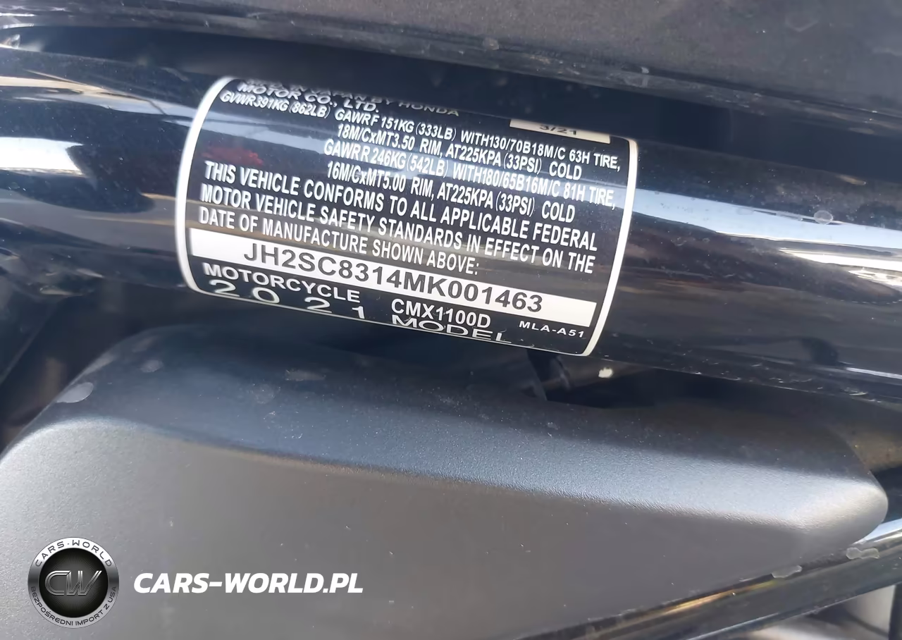 2021 Honda Cmx1100 D VIN:JH2SC8314MK001463 - 10