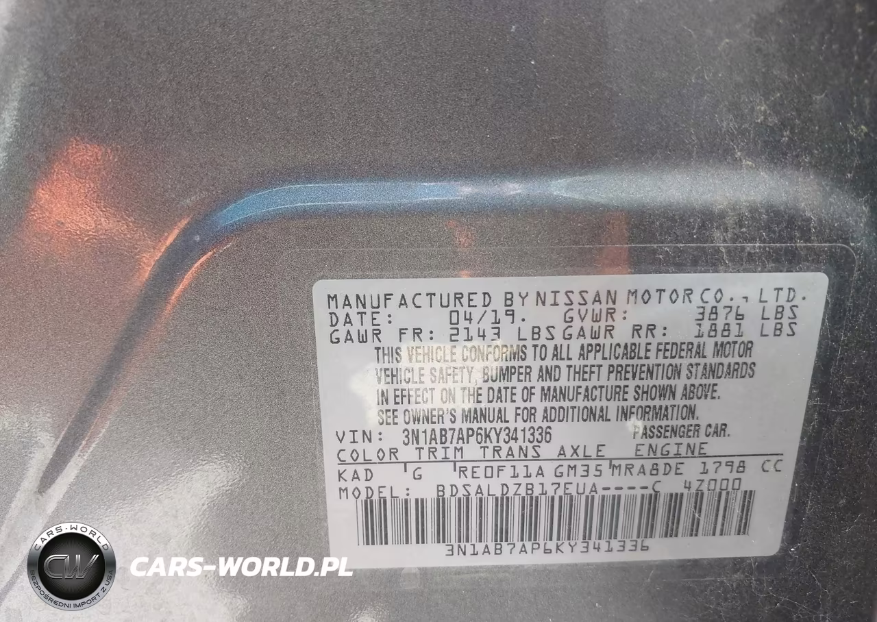 2019 Nissan Sentra Sv VIN:3N1AB7AP6KY341336 - 9