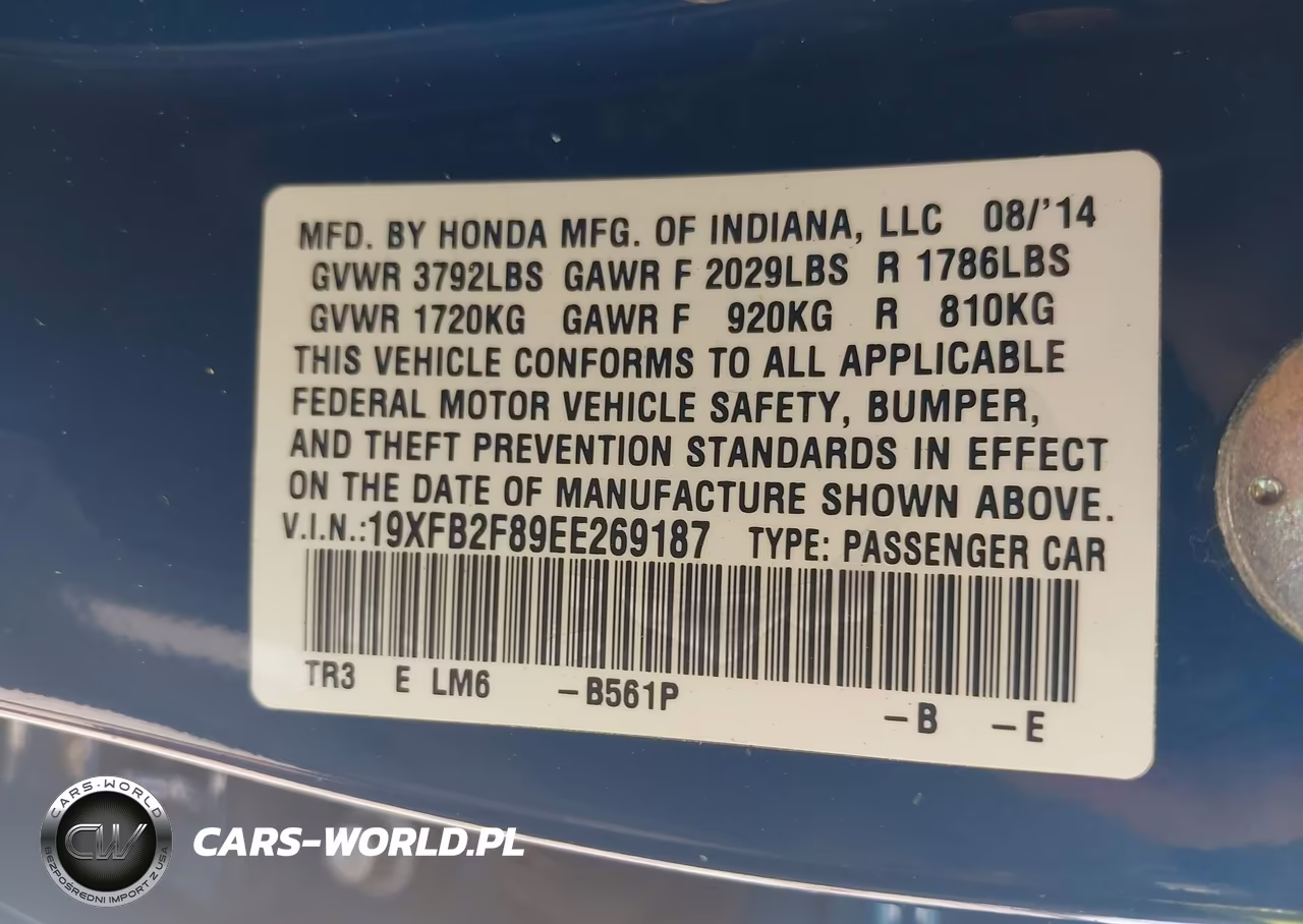 2014 Honda Civic Ex VIN:19XFB2F89EE269187 - 9