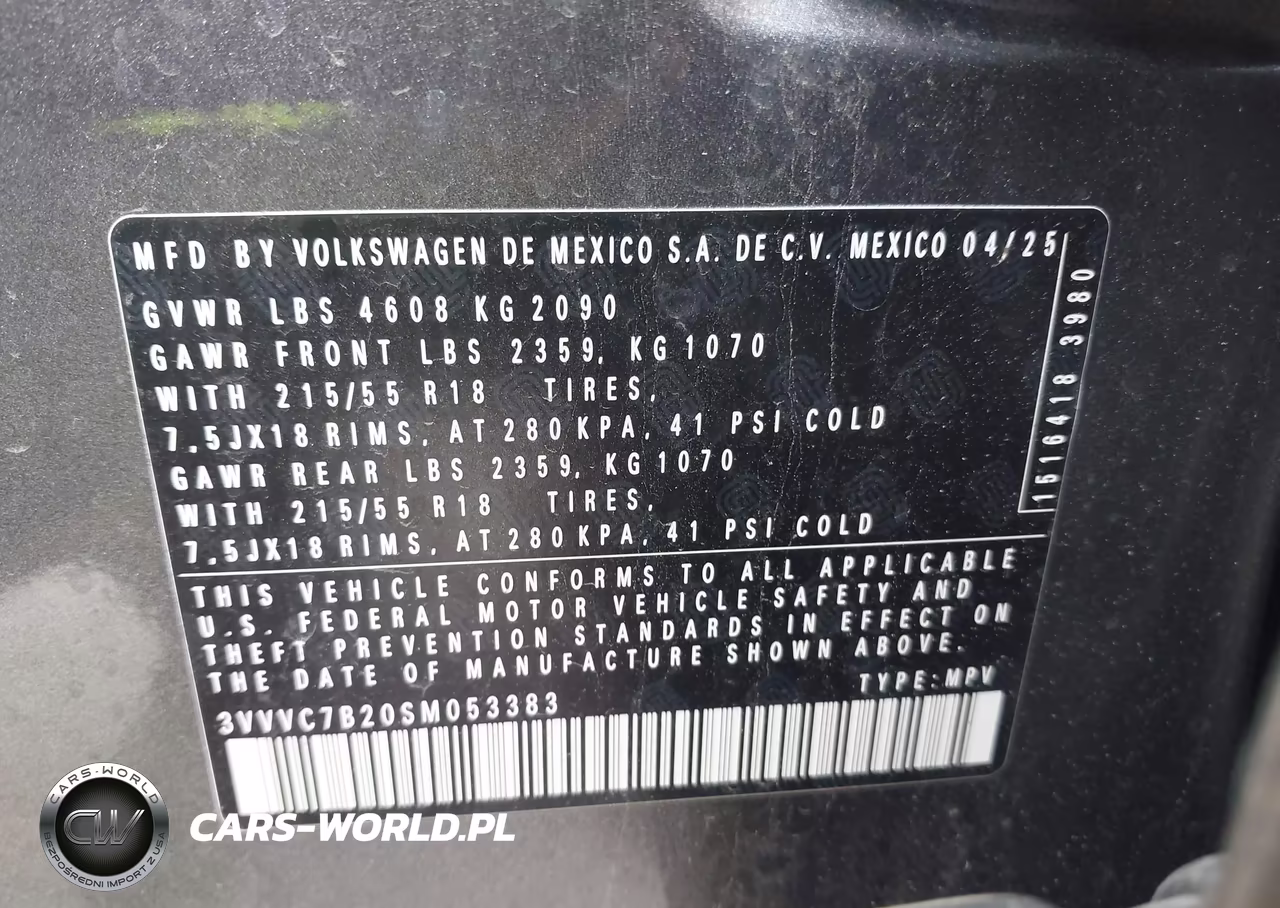 2025 Volkswagen Taos 1.5T Se VIN:3VVVC7B20SM053383 - 9