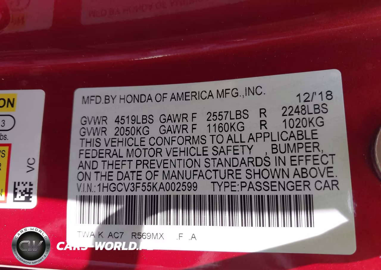 2019 Honda Accord Hybrid Ex-L VIN:1HGCV3F55KA002599 - 9