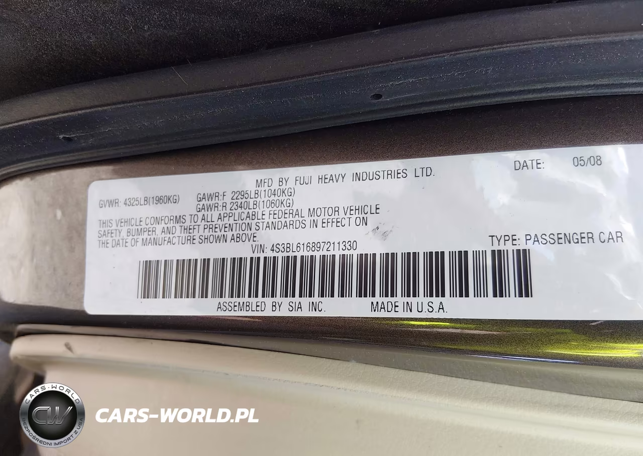 2009 Subaru Legacy 2.5I VIN:4S3BL616897211330 - 9
