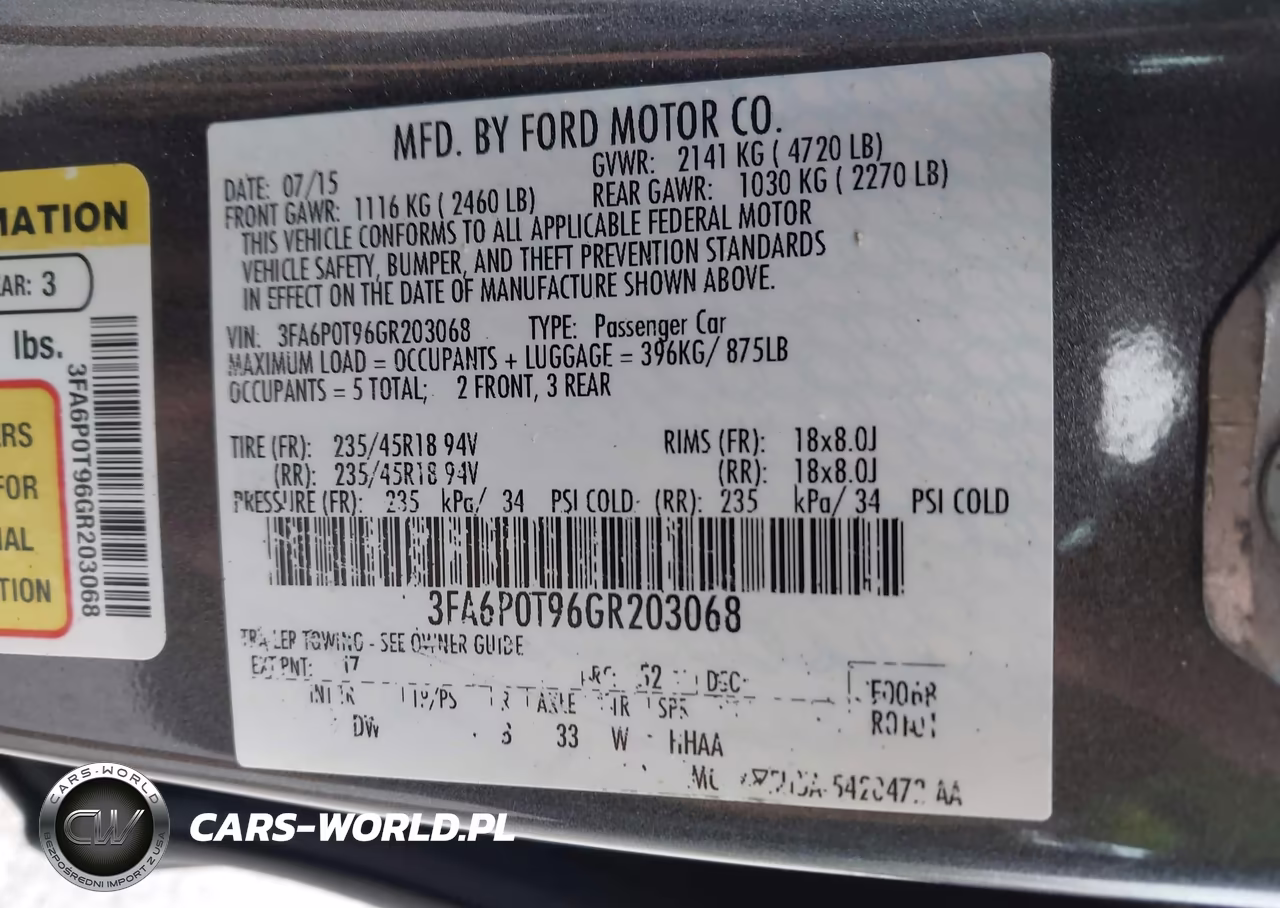 2016 Ford Fusion Se VIN:3FA6P0T96GR203068 - 9