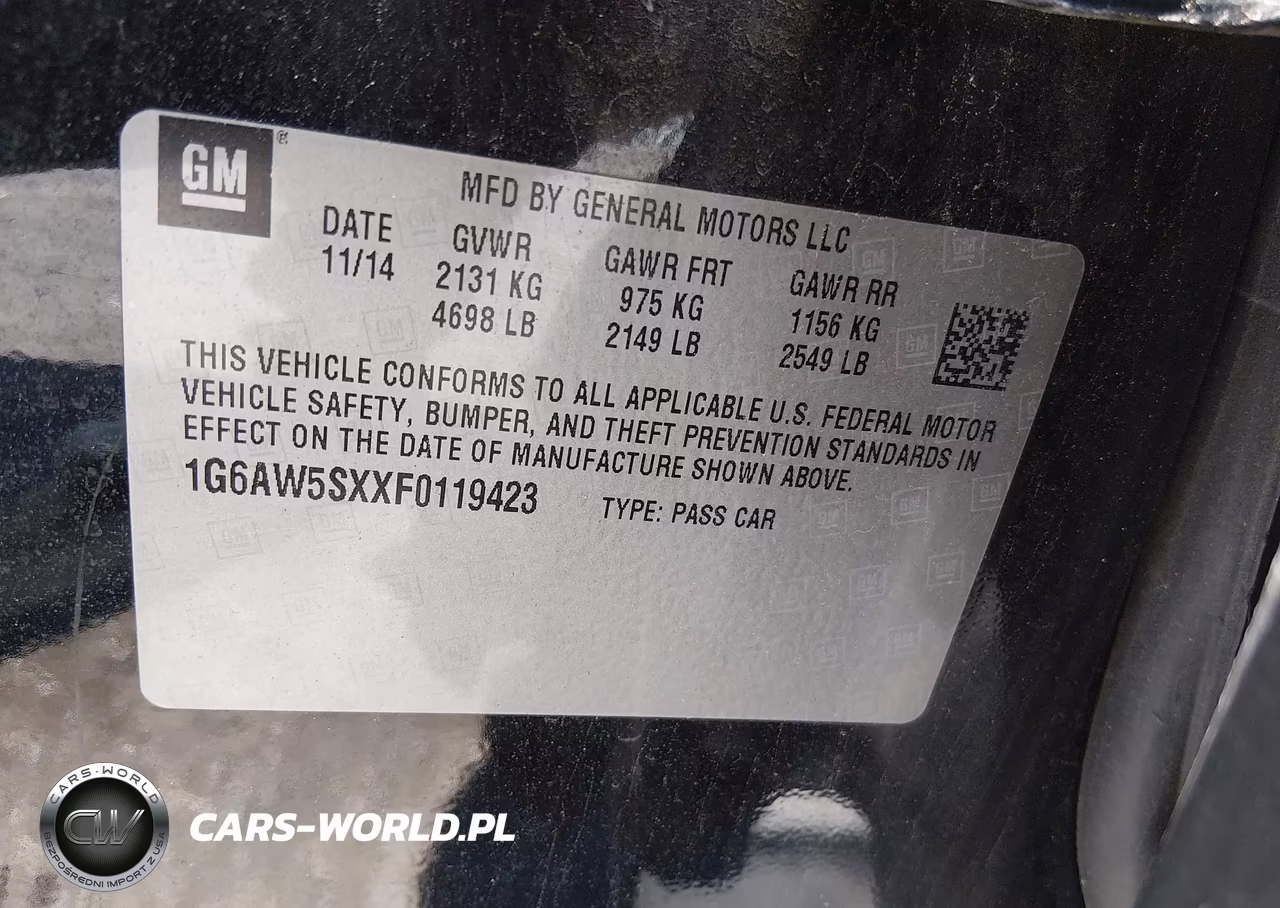 2015 Cadillac Cts Standard VIN:1G6AW5SXXF0119423 - 9