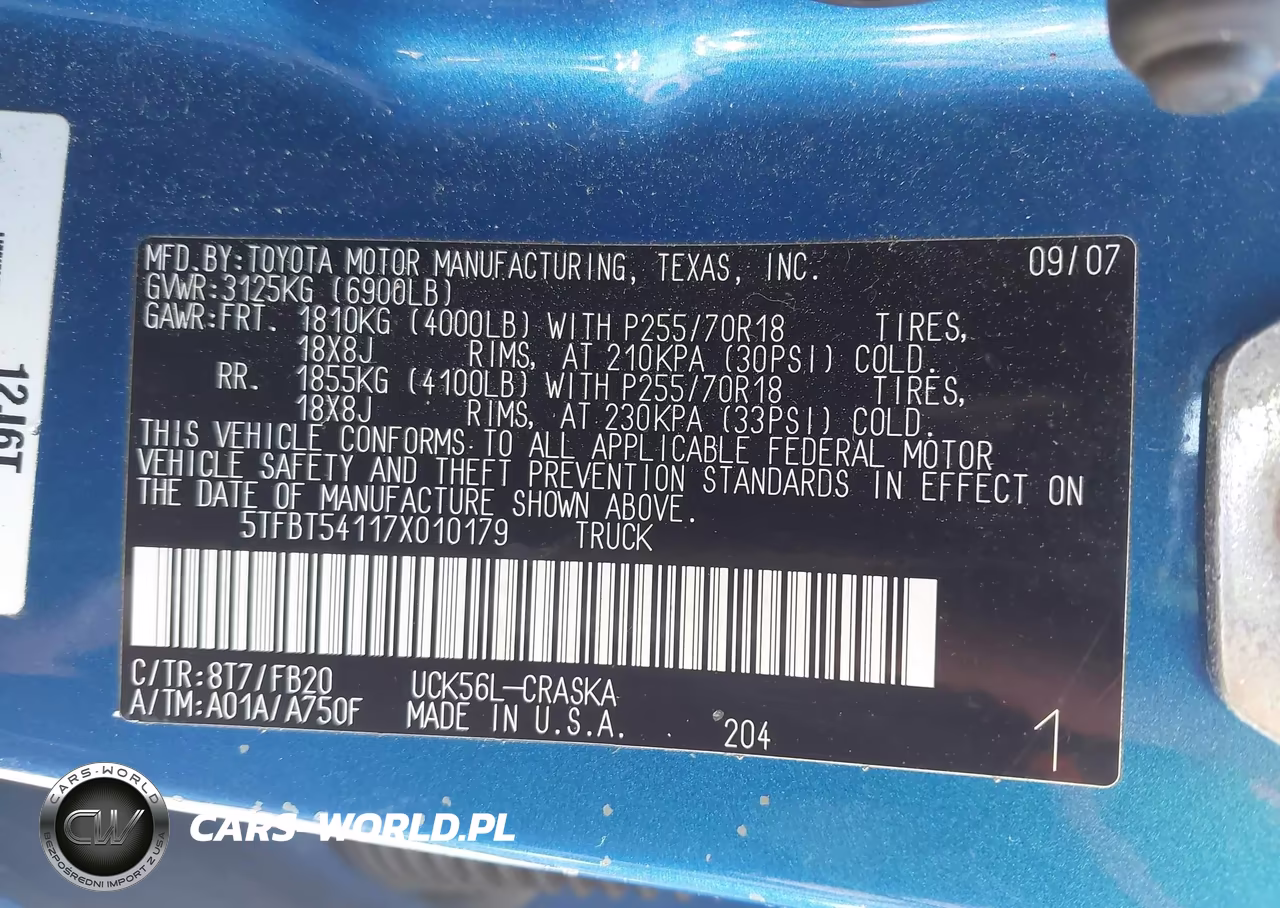 2007 Toyota Tundra Sr5 4.7L V8 VIN:5TFBT54117X010179 - 9