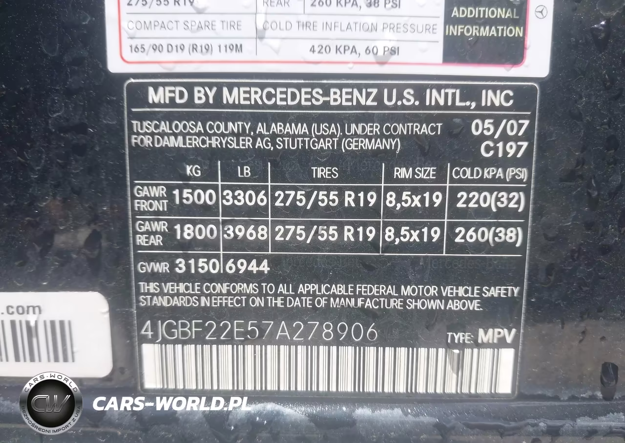 2007 Mercedes-Benz Gl 320 Cdi 4Matic VIN:4JGBF22E57A278906 - 9