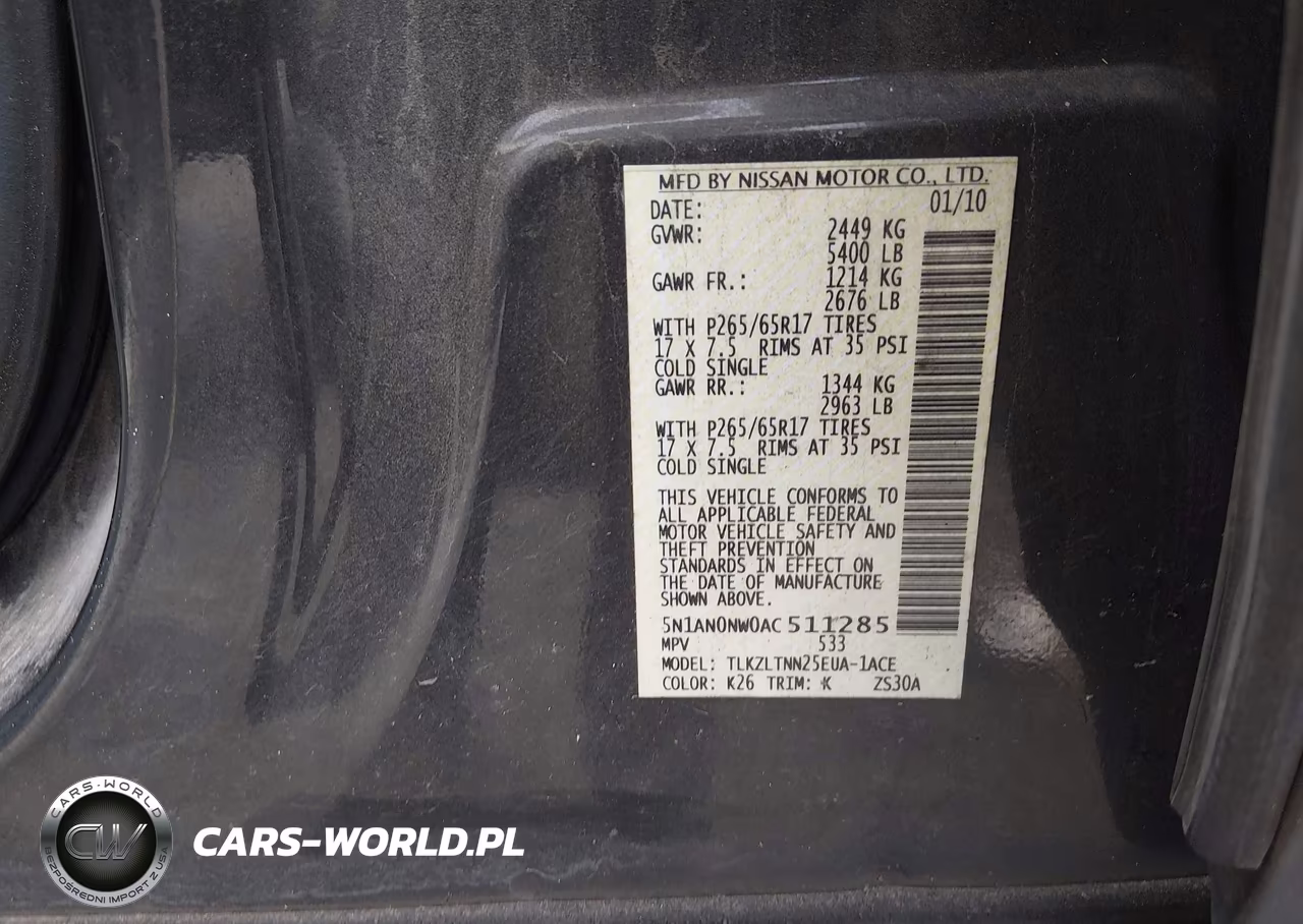 2010 Nissan Xterra Se VIN:5N1AN0NW0AC511285 - 9