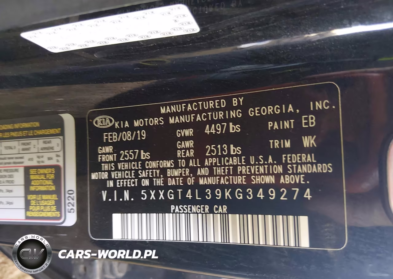 2019 Kia Optima Lx VIN:5XXGT4L39KG349274 - 9