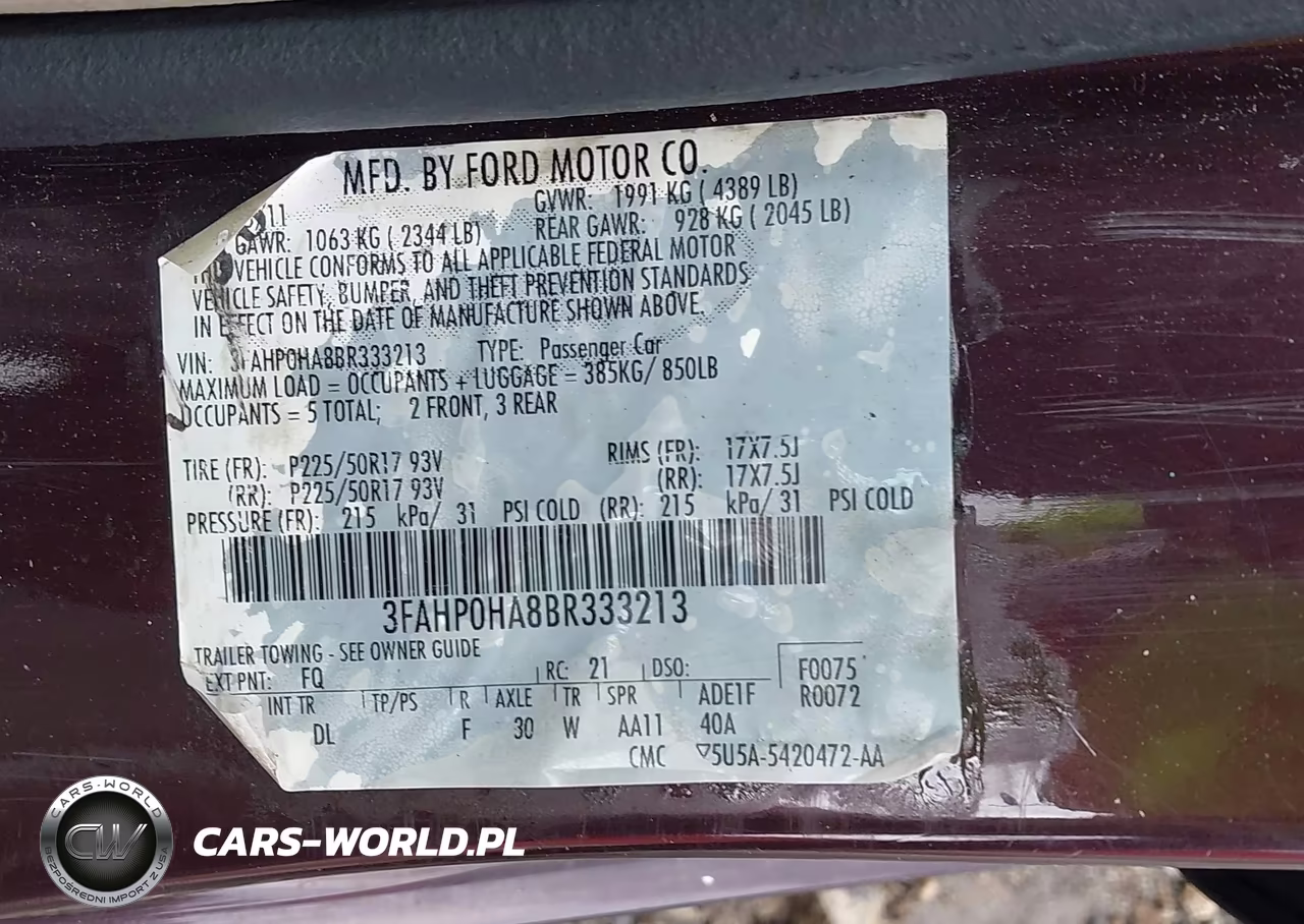 2011 Ford Fusion Se VIN:3FAHP0HA8BR333213 - 9