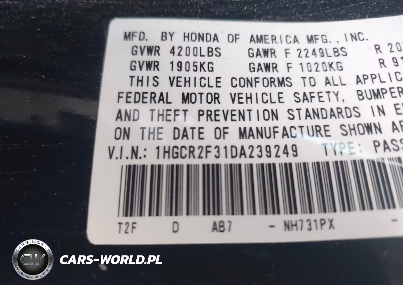 2013 Honda Accord Lx VIN:1HGCR2F31DA239249 - 9