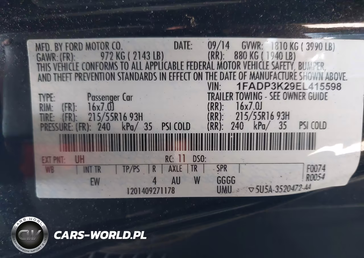 2014 Ford Focus Se VIN:1FADP3K29EL415598 - 9