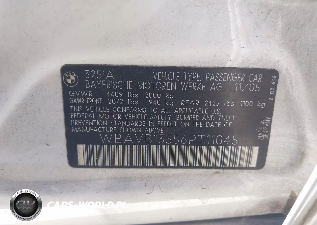 2006 BMW 325I VIN:WBAVB13556PT11045 - 9