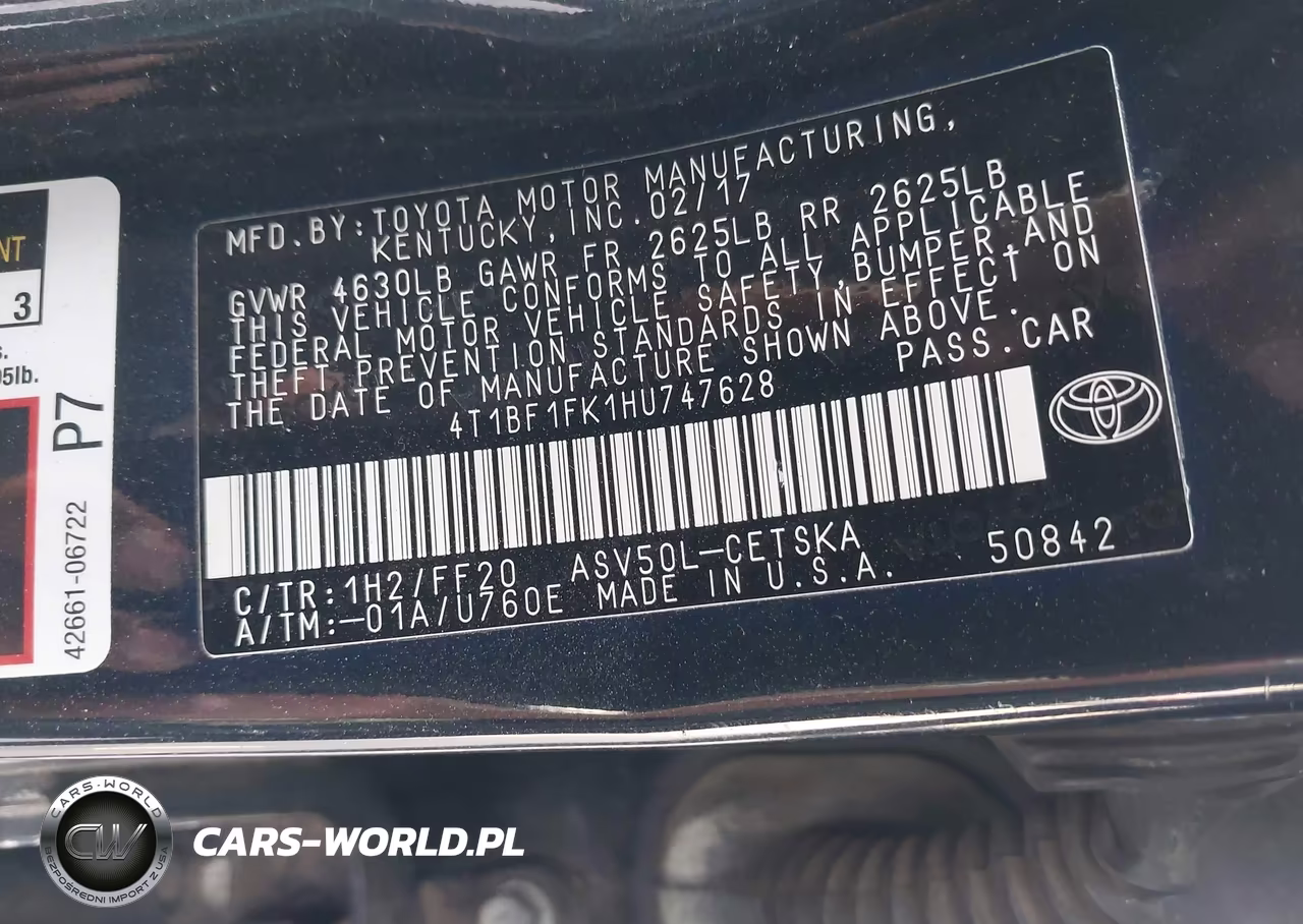 2017 Toyota Camry Se VIN:4T1BF1FK1HU747628 - 9
